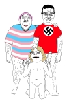 bleeding blood character:bernd character:chudjak character:soylita crying flag flag:nazi_germany flag:transgender_pride_flag gore naked swastika tranny // 2459x3758 // 1.2MB