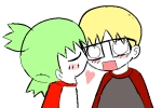 blushing character:shartycuck character:shoyta character:yotsuba_koiwai heart kiss_on_cheek kissing // 482x324 // 10KB