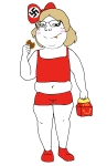 character:soylita eating fat flag flag:nazi_germany full_body swastika // 1600x2470 // 105KB
