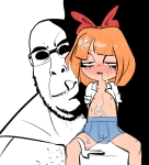 artist:cobra black_and_white_background blushing character:cobson character:mymy character:rapeson dazed drooling holding licking loli ongezellig panties presenting semen skirt // 830x913 // 414KB