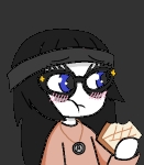 animated character:luluco_hatomaki character:soytan eating sandwich // 358x408 // 10KB