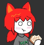animated character:luluco_hatomaki character:tama eating sandwich // 379x387 // 22KB