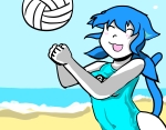 ball beach blush character:gemma character:tama closed_eyes gemcord gempass happy ocean open_mouth sea sun swimsuit // 3200x2500 // 386KB