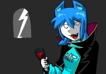 blush character:gemma character:tama clothes gemcord gempass glass holding_glasses holding_object open_mouth teeth vampire wine // 1219x859 // 89KB