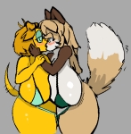 character:averi_(fiddleafox) character:femjanny femjanny kissing large_breasts swimsuit yuri // 471x480 // 31KB